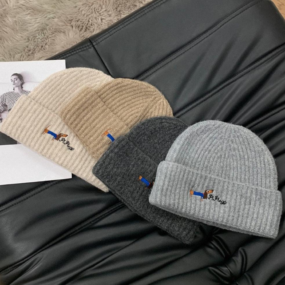 Autumn and Winter Hat Women's Fashion Knitted Wool Hat Cute Velvet Ear Protector Warm Cold Hat