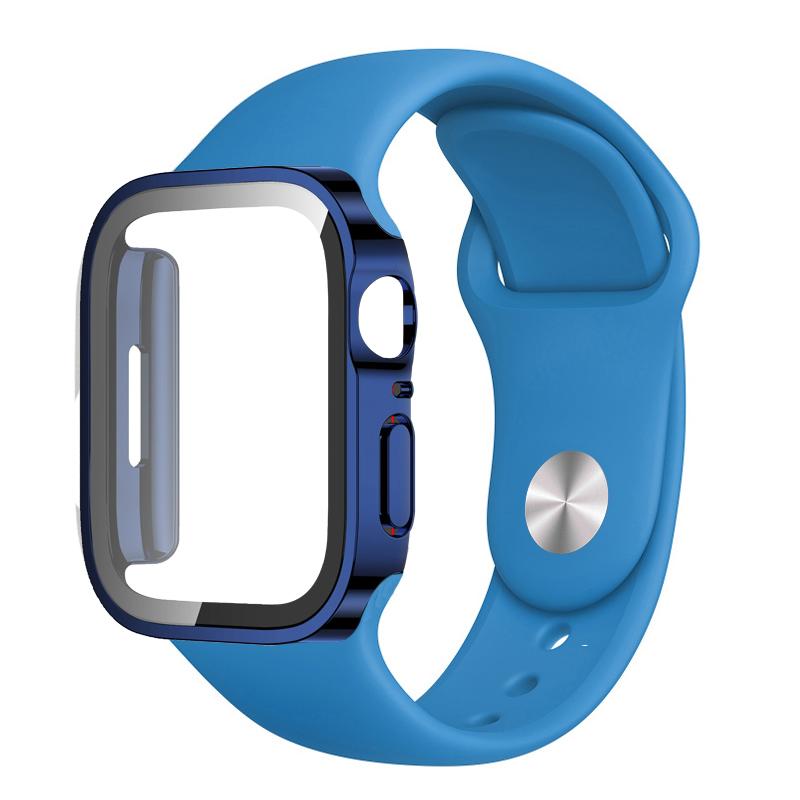 Watch Case Band For Apple Watch strap 44mm 45mm 40mm 41mm 45 mm sport Silicone bracelet iwatch series 8 7 6 5 4SE 9 Ultra 2 49mm