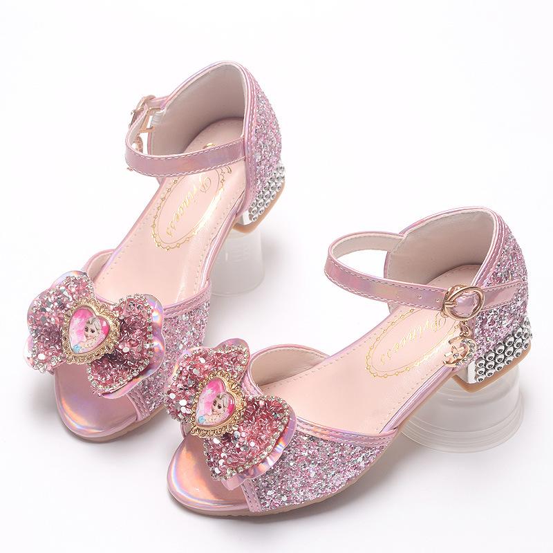 Summer New Frozen Princess Shoes Children's Sandals Little Girl Host Dress Elsa Leather Shoes