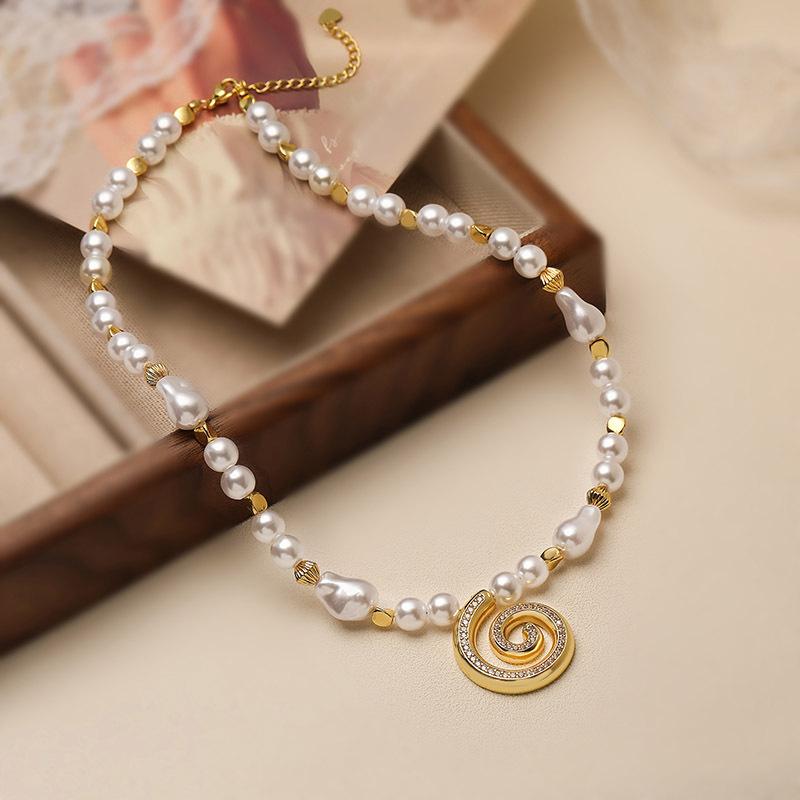 Трансграничный Xiaoxiangfeng Любовь Пентаграмма Капля воды Жемчужное ожерелье Ретро Океанский ветер Ракушка Морская жемчужная цепочка на шею