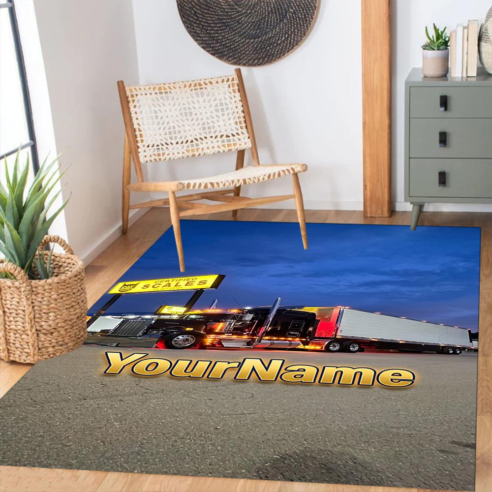 Kw Heavy Trucks Customizable Name Floor Mat Perfect for Hallway Bedrooms Outdoor Entryway Anti-slip Rug Decorate Offices