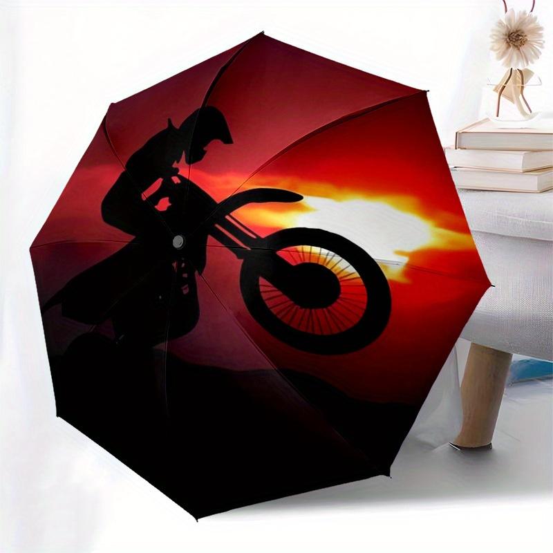1pc Motorcycle Sunset Themed High-quality Umbrella,Automatic Opening and Closing Umbrella,Multi-functional Umbrella G0811051