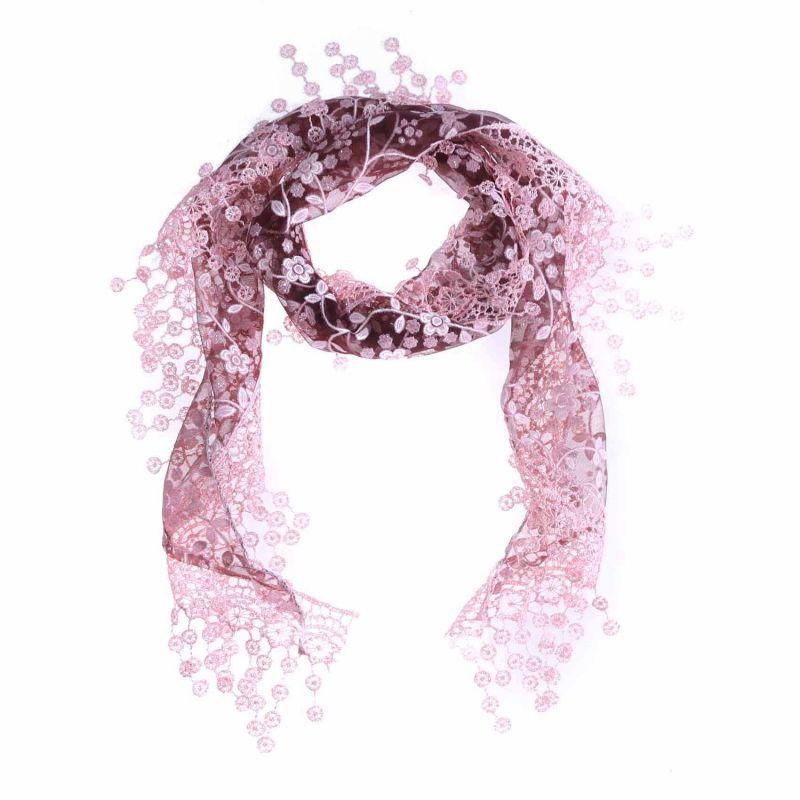 Sweet Pretty Elegant Hollow Tassel Lace Rose Floral Knit Triangle Mantilla Scarf Women Ladies Shawl Wrap Scarves