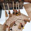 Wooden Mini Broom Pendant 10cm Red Rope Broom Halloween Broom  Dollhouse Decoration
