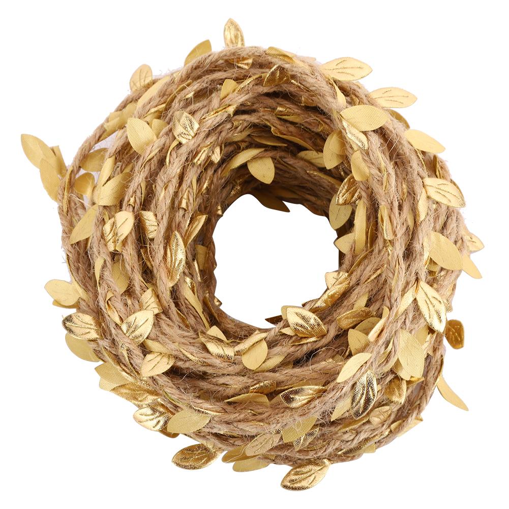 10 м искусственная гирлянда из листьев, веревка, лоза, плетение, пенька, сделай сам, домашнее ремесло, декор для свадебной вечеринки, золотой
