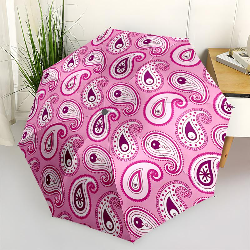 1pc Paisley Pattern Automatic Opening/Closing Umbrella with Operation & Windproof Canopy - Folding Design, Holiday Gift yy260225198