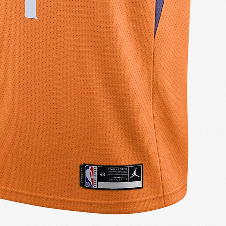 Jordan NBA Retro Ventilated Basketball Jersey Vest, Booker No. 1 Men Tops Orange CV9491-846