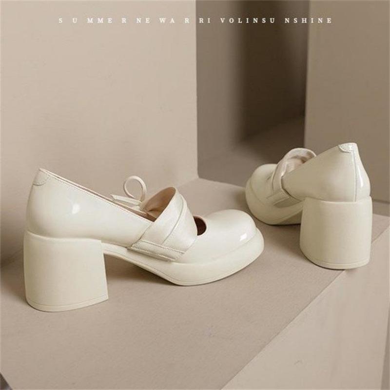 Туфли на высоком каблуке женские весенне-осенние туфли Мэри Джейн в британском стиле на толстом и мелком каблуке