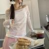 Женский Милый Летний Белый Кардиган-Футболка с Длинным Рукавом 2025