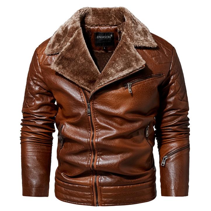 Зимняя бархатная куртка из искусственной кожи с лацканами, мужская кожаная куртка в европейском и американском стиле, мужская кожаная куртка