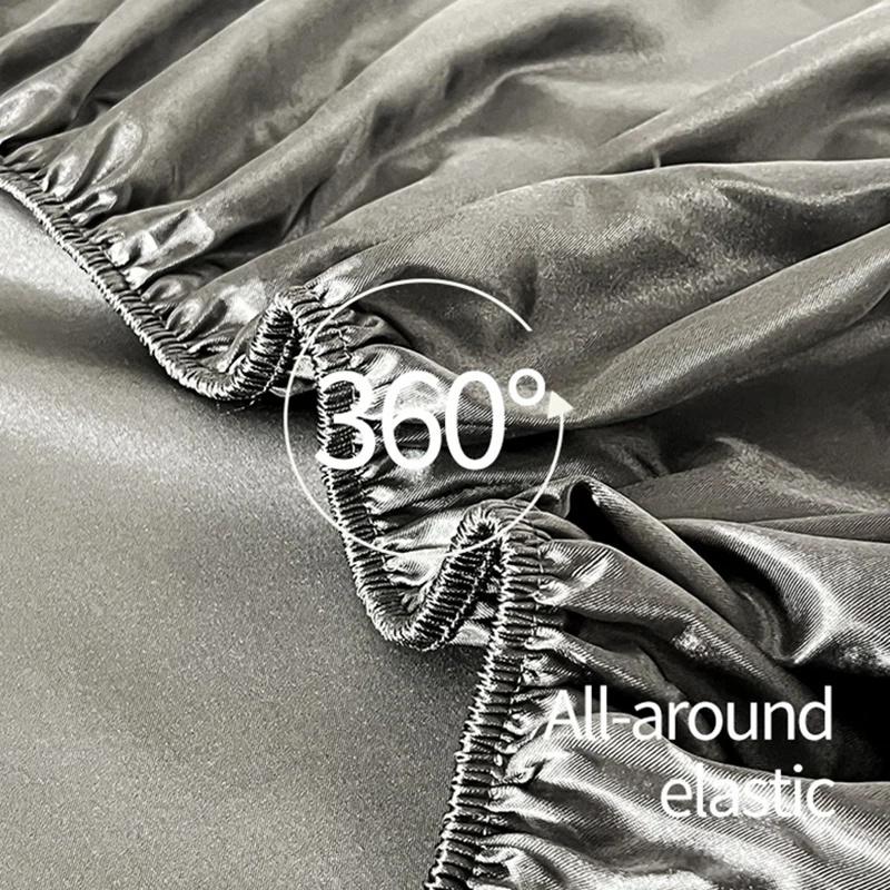 1 шт. Сатин Эластичная Натяжная Простыня Однотонный Чехол на Матрас для Односпальной Двуспальной Двуспальной Кровати King Queen Full Twin Простыня Сатин Постельное Белье