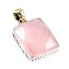 Подвеска из натурального розового кварца из стерлингового серебра 925 пробы в двух тонах 1,3'' w7q42