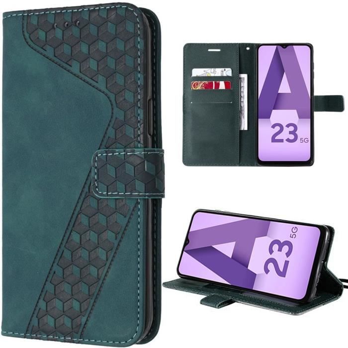 Coque de protection - BOOLING - pour Samsung Galaxy A23 5G - Vert Nuit - Antichoc - Design de portefeuille