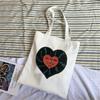 Женская большая сумка-тоут с мультяшным принтом в виде сердца, холщовая большая сумка в стиле Харадзюку, женская экологически чистая многоразовая повседневная сумка для покупок на плечо