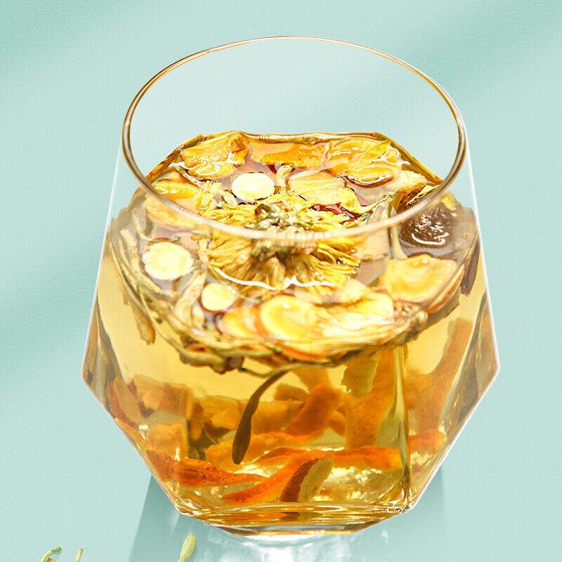 Чай из жимолости и хризантемы с горы Байюнь и жирной морской солодкой и апельсиновой цедрой