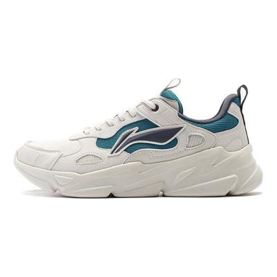 Li Ning Flowing Fire амортизирующие нескользящие износостойкие повседневные туфли с низким верхом мужские повседневные туфли белые синие AGCT387-1