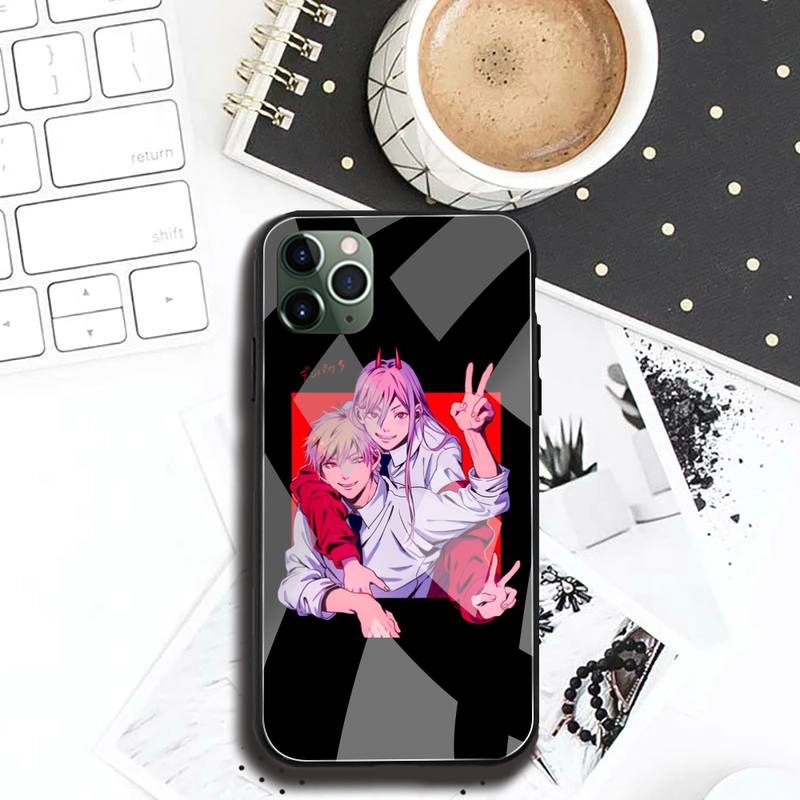 Chainsaw Man Makima Power Phone Case Tempered Glass For iPhone 12 11 Pro Max Mini XR XS MAX 8 X 7 6S 6 Plus SE 2020 Cover