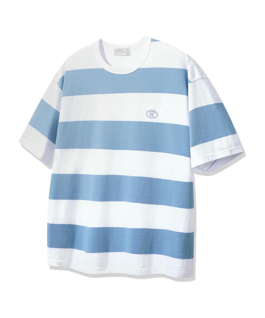 BAKKEN [Women] Striped Embroidered Logo Short Sleeve T-Shirt Bk4214 (5 Colors)