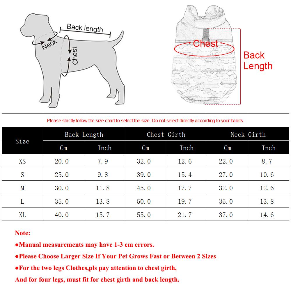 Winter Pet Dog Clothes Waterproof Camouflage Small Dogs Jacket For Chihuahua French Bulldog Warm Puppy Cotton Coat Vest Apparel