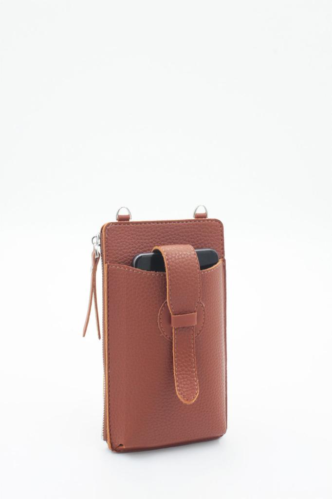 Women's Stylish and Useful Shoulder Bag Tan Rolax Zippered Two-Compartment Multi-Purpose Phone Bag