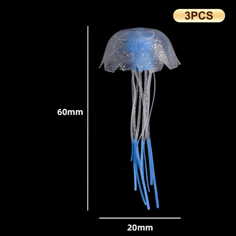 3 шт. Искусственные светящиеся флуоресцентные медузы, украшение для аквариума, подводное растение для аквариума, морской водный пейзаж, орнамент