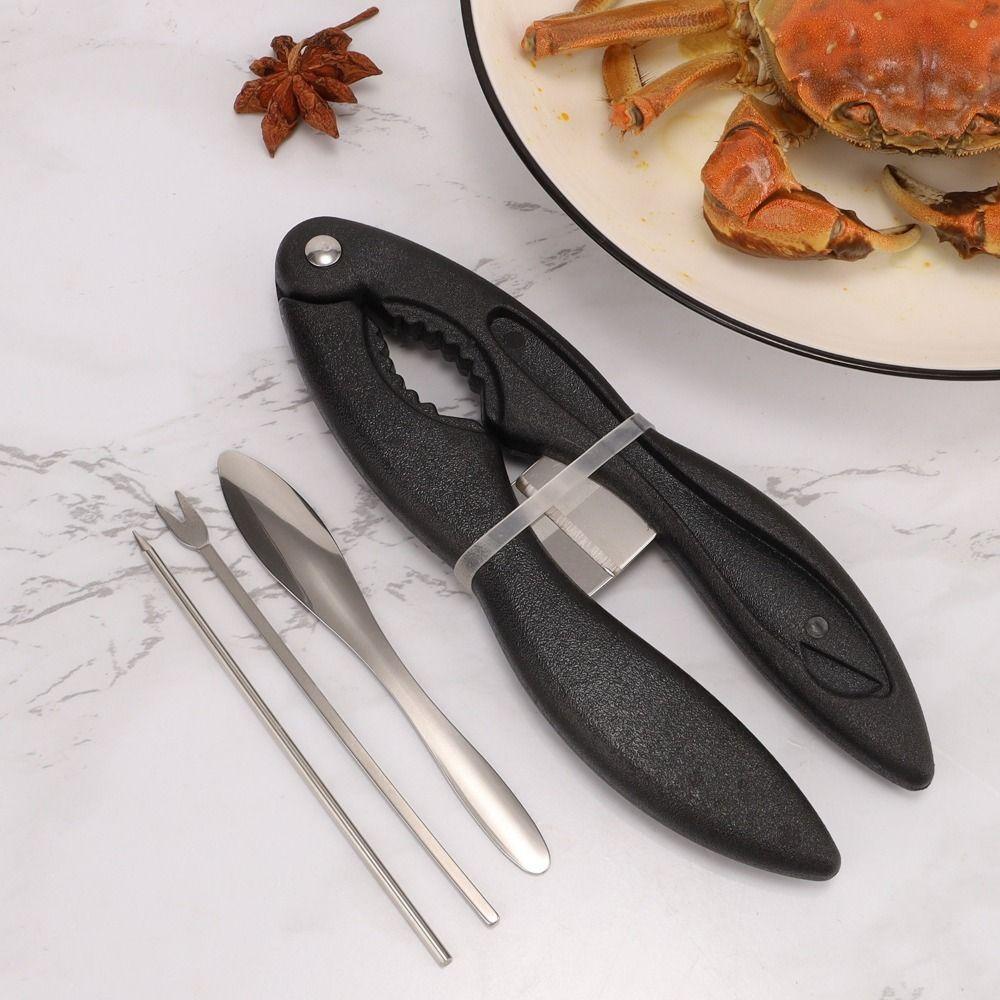 4Pcs Stainless Steel Crab Leg Forks Pick Sets Efficient Professional Crab Cracker Labor-saving Plastic Lobster Shellers