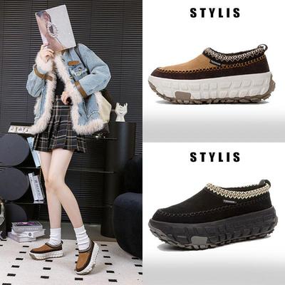 Женские зимние сапоги в этническом стиле из кожи и флиса