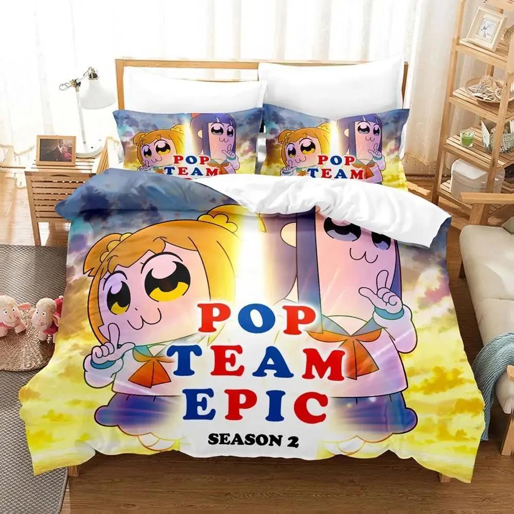 Аниме Pop Team Epic Пипи Постельный набор Пододеяльник Комплект для кровати Покрывало Наволочка Одеяло Кинг Сайз Квин Сайз Мальчики Взрослые Постельный набор