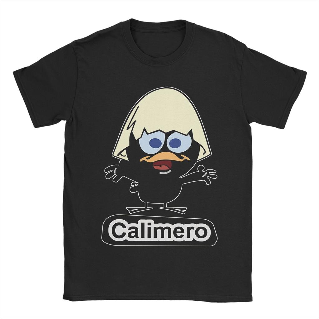 Men Women Printed Calimero Black Chick T Shirt Tee Pure Cotton T-shirts Clothing