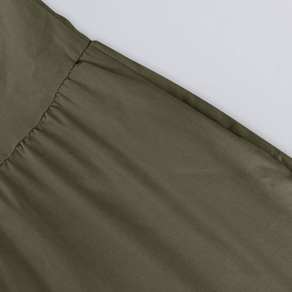 Women's Solid Colour Casual Cotton Linen Dress Short Sleeve Round Neck Pocket Dresses