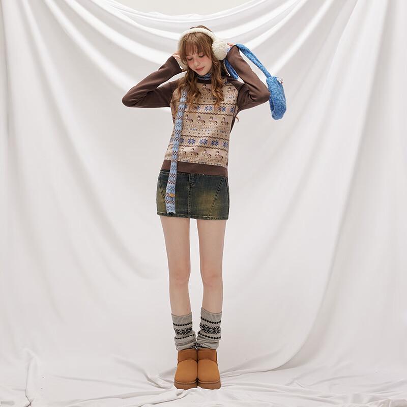 unifree Women's Meilard Retro Colorblock Knit Sweater