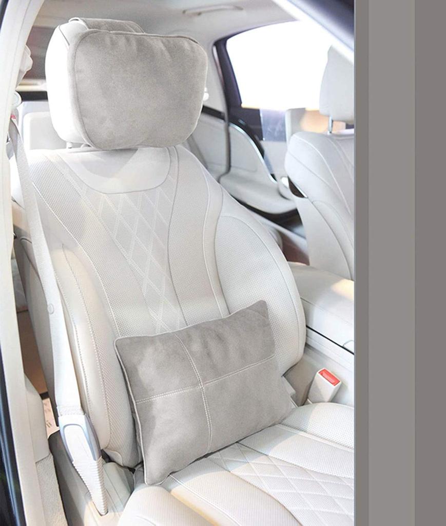 Kwak's Headrest Lumbar Cushion Set Maybach Design S Class Soft Car Pillow (Gray)