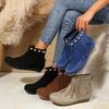 Women's Boots, Fringed Boots, Women's Shoes, Flat Shoes, Round Toe Shoes, Short Boots, Frosted, Suede, Boots