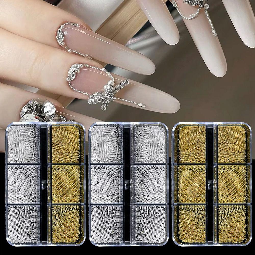 Gold Silver Micro Ball Nail Charms Metal Nail Beads  DIY Nail Art Jewelry