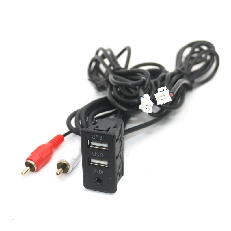 Car Dash Flush Mount 4 6 Pin Dual USB Switch Panel 3.5mm AUX RCA Interface Cable Adapter for Toyota VW Android Multimedia Player