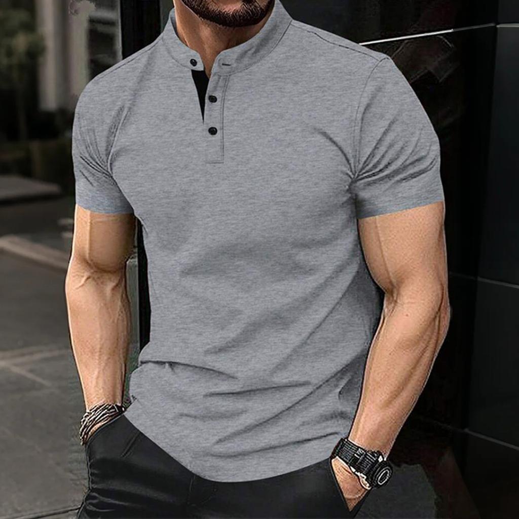 Мужская повседневная летняя футболка с коротким рукавом, новая мужская спортивная футболка на пуговицах с коротким рукавом