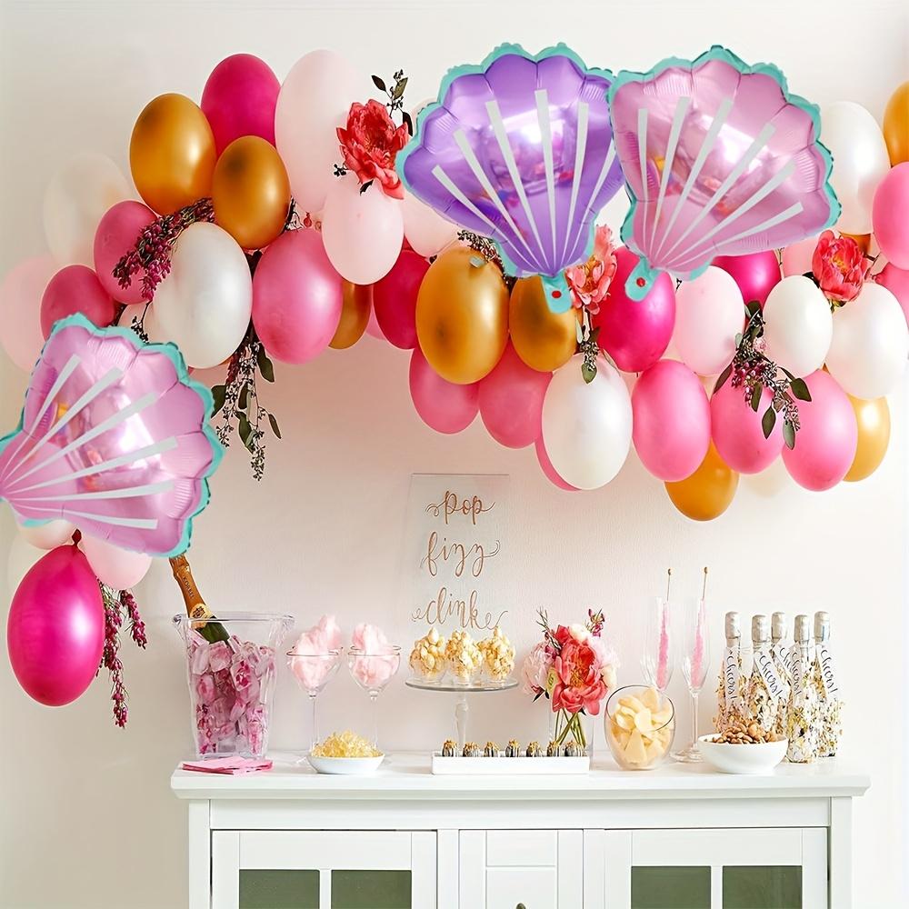 10-Pack of Shell-Shaped Aluminum Foil Balloons, 5 Mini Shell-Shaped Pink Balloons, 5 Mini Shell-Shaped Purple Balloons, Very Suitable for Birthday Pa