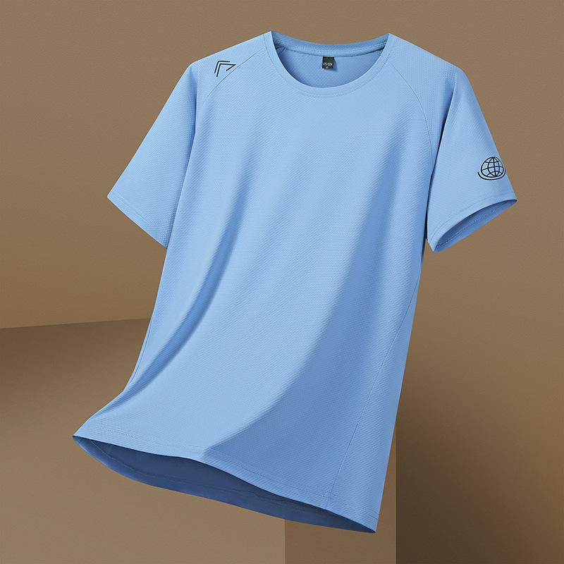 Футболка с коротким рукавом Мужская футболка из шелка льда Быстросохнущая Прохладная дышащая футболка с коротким рукавом Спортивная беговая футболка с коротким рукавом