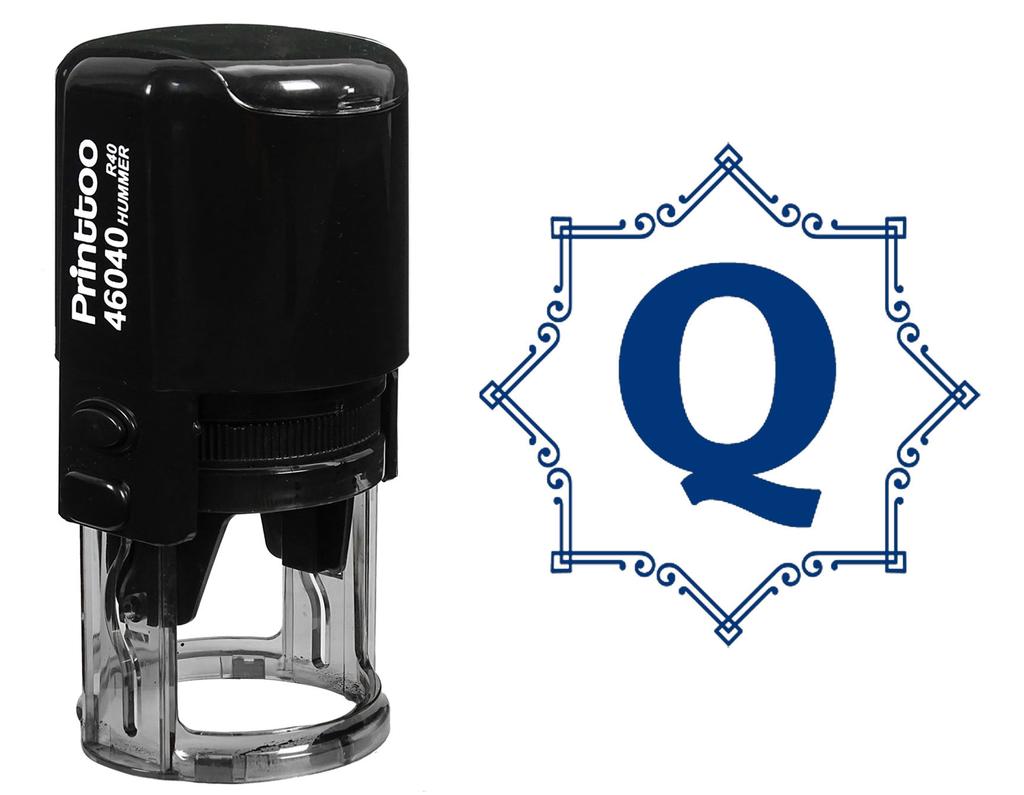 Printtoo Octagon Celtic Swirl Frame Alphabet Q Monogram Initial R-40 Self Inking Rubber Stamp Office