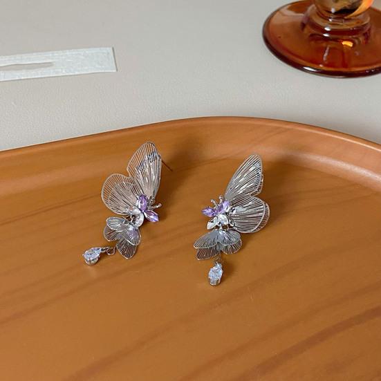 1 пара женских серег, инкрустированных кубическим цирконием, серьги в форме бабочек, серьги-пусеты для свидания, ювелирные аксессуары