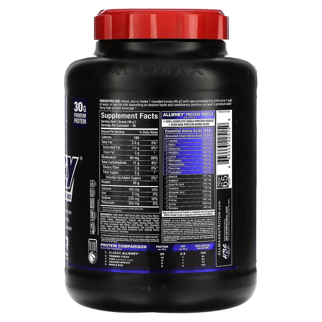 Allwhey Classic, 100% Whey Protein, Cookies & Cream, 5 Lbs. (2.27 Kg)