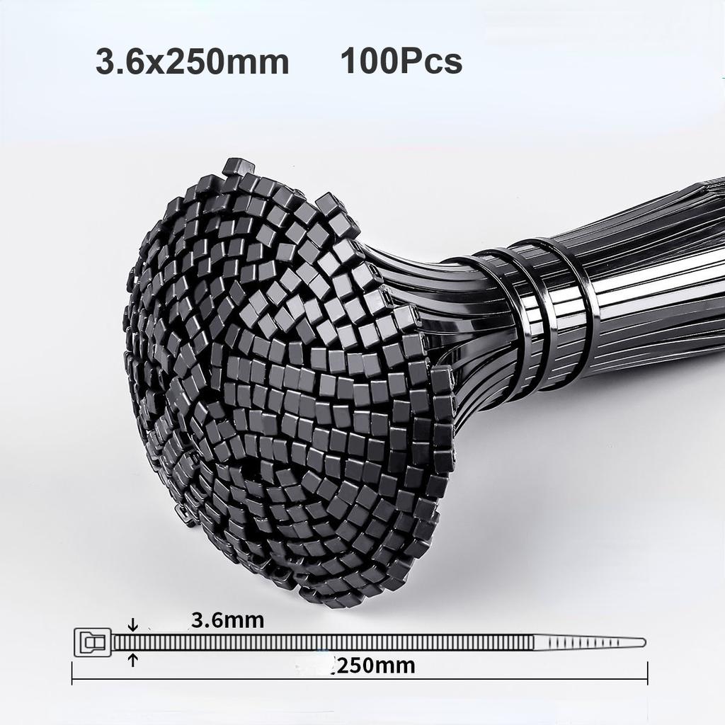 100Pcs Heavy Duty Self-locking Plastic Nylon Tie Wrap, Strong and Reliable Cable Ties