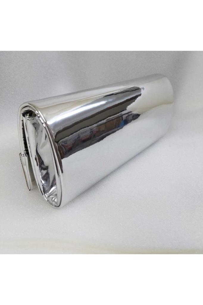 Women's Stylish and Useful Evening Dress Bag Silver Lame Shiny Mirror Fabric Stone Evening Dress Bag