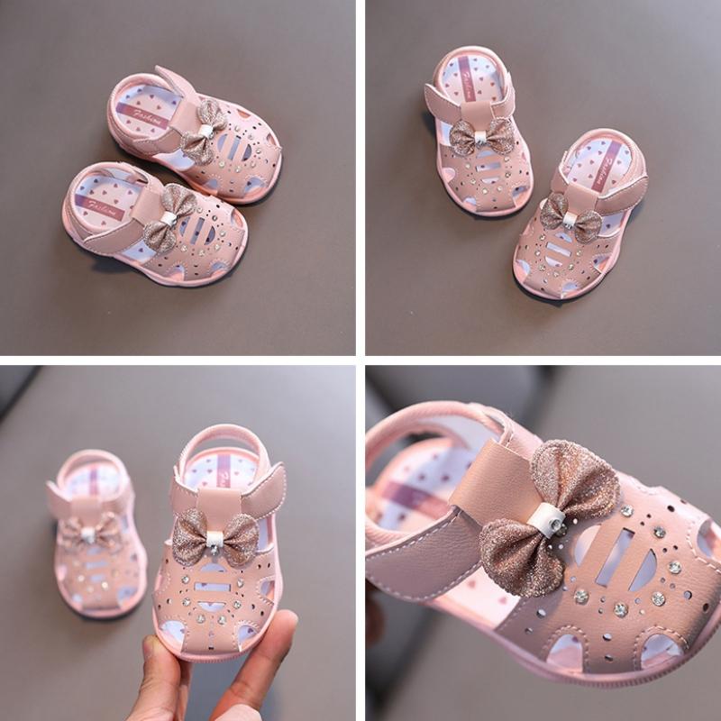 Детские летние нескользящие сандалии принцессы с бантом для малышей на мягкой подошве