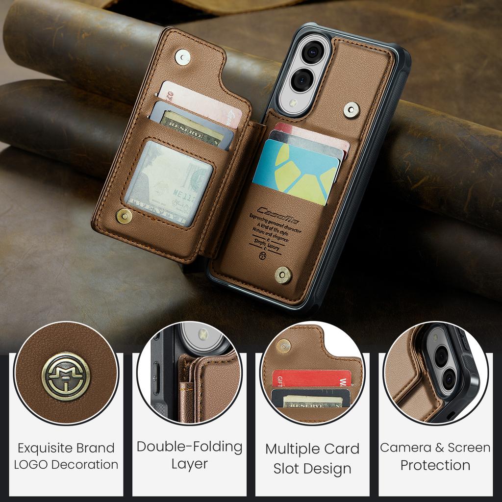 For Samsung Galaxy S25 Edge Phone Case CASEME C22 Leather Back Cover with RFID Blocking Card Slots