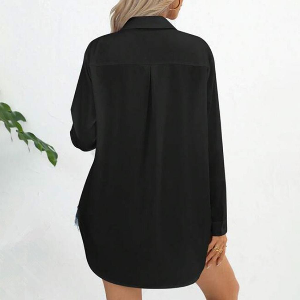 Женская модная однотонная рубашка в стиле casual