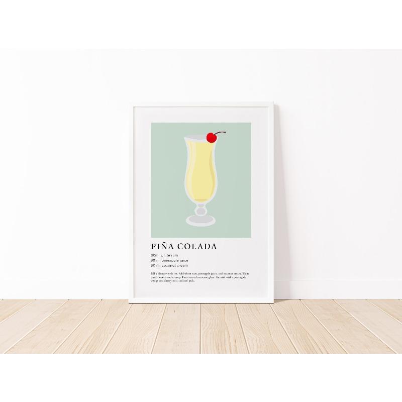 Modern Colorful Minimalist Alcohol Canvas Poster Cocktail Wall Art Aesthetic Drinks Print Kitchen Bar Living Room Decor