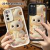 Phone Case: 2D flat design suitable for Samsung Galaxy A34 A35 M05 M06 S20 S22 S21 FE Plus 5G protective case, creamy white little cat, perfect Christ
