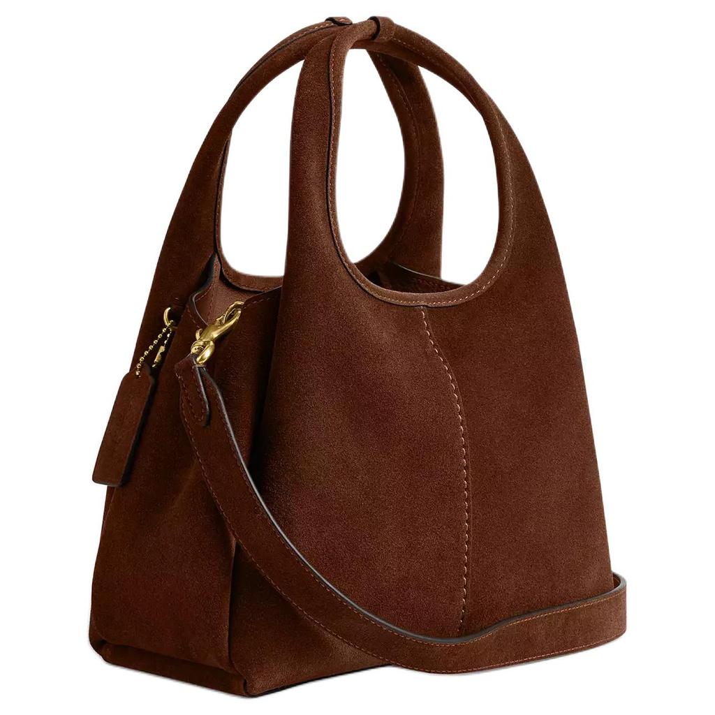 Coach Lana 23 Metallic Logo Suede Tote Bag Medium Women Tote Bags Sweet-Brown CBZ95-B4WBR
