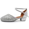 Kids Girls Sequins Latin Salsa Tango Dance Shoes  Modern Social Ballroom Dancing Shoes Soft Sole Low-Heel